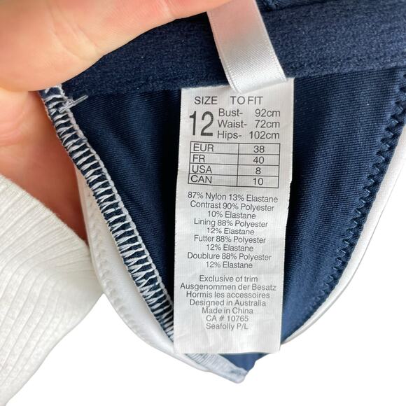 Anthropologie Seafolly NWOT Kenna Navy High Neck 2 Piece Bikini Set Swimsuit - Picture 14 of 15